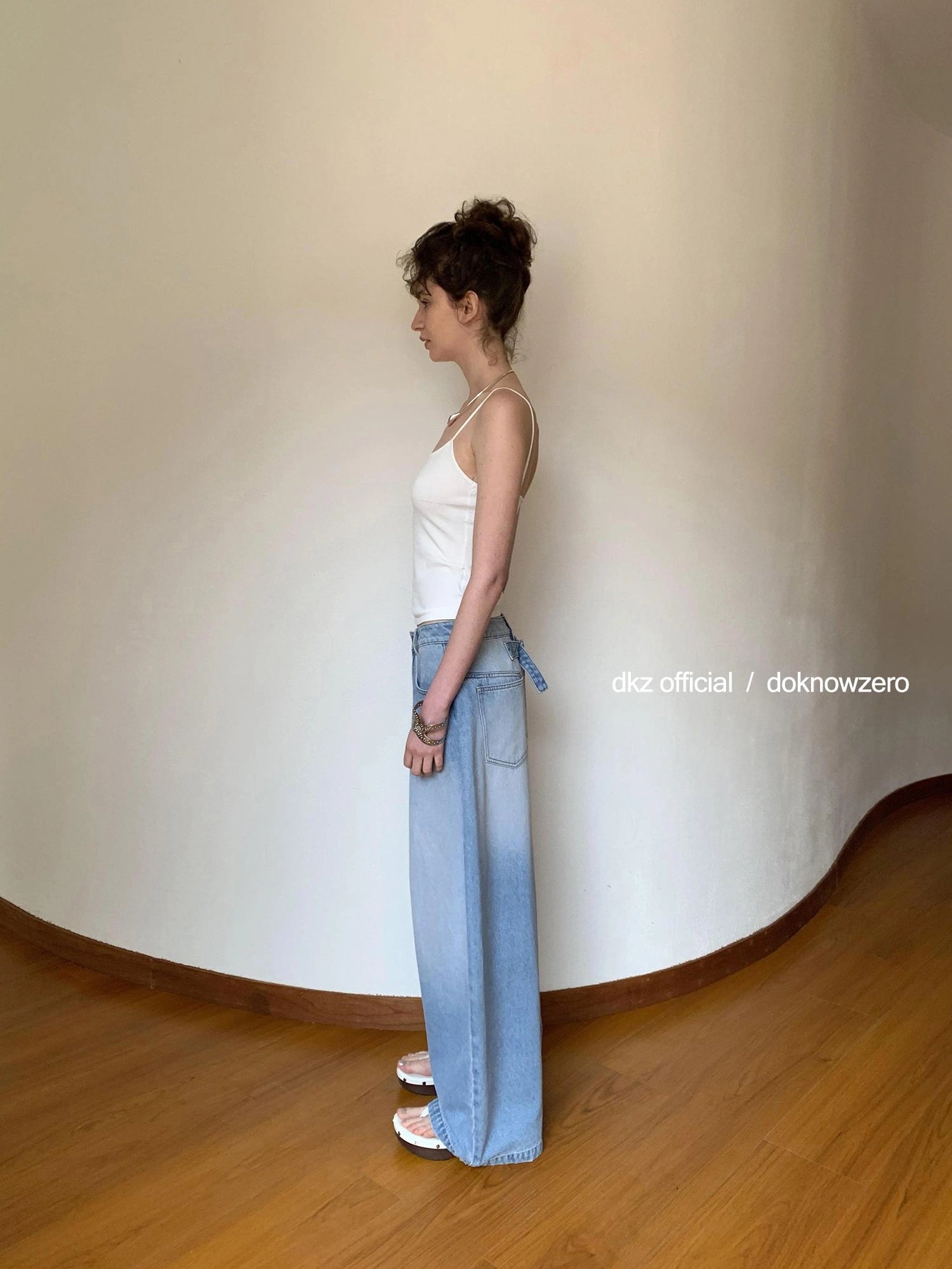 DKZ OFFICIAL Vintage Blue Wide Leg Denim Trousers