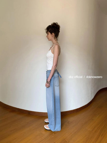 DKZ OFFICIAL Vintage Blue Wide Leg Denim Trousers