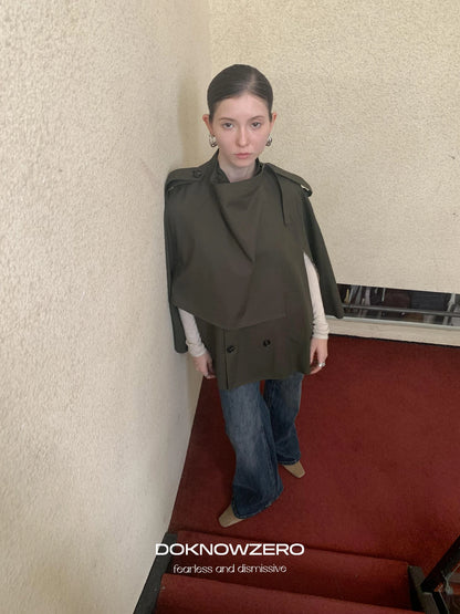 DKZ OFFICIAL Vintage British Style Cape Coat