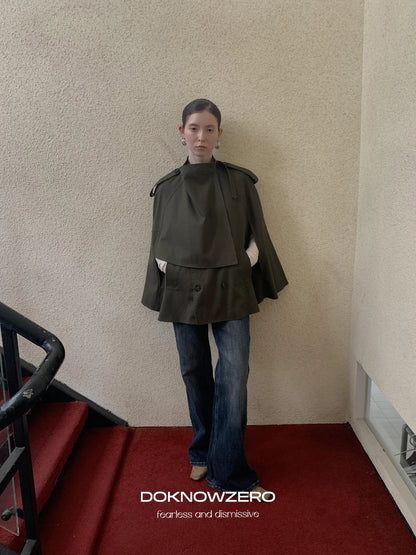DKZ OFFICIAL Vintage British Style Cape Coat