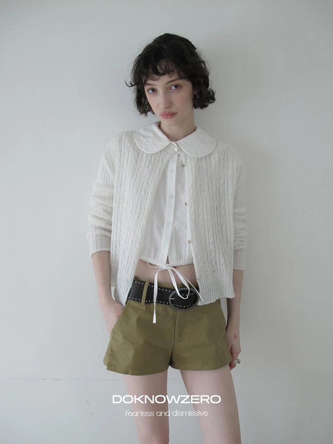 DKZ OFFICIAL Vintage Cable Knit Open Front Cardigan