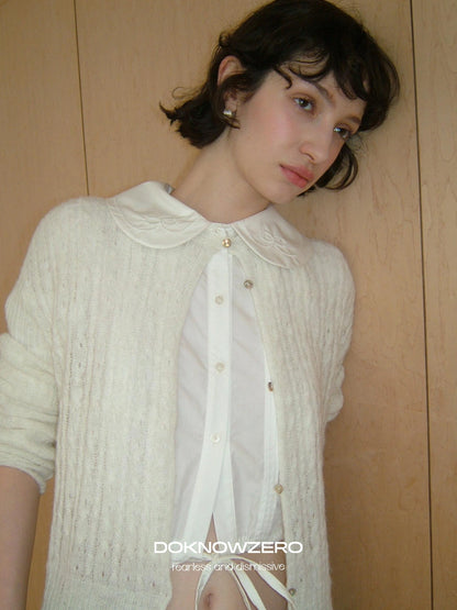 DKZ OFFICIAL Vintage Cable Knit Open Front Cardigan
