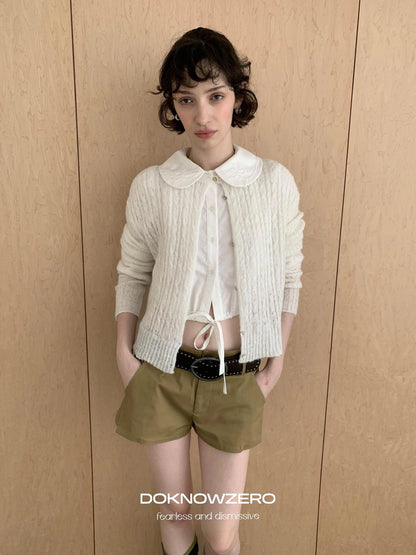 DKZ OFFICIAL Vintage Cable Knit Open Front Cardigan