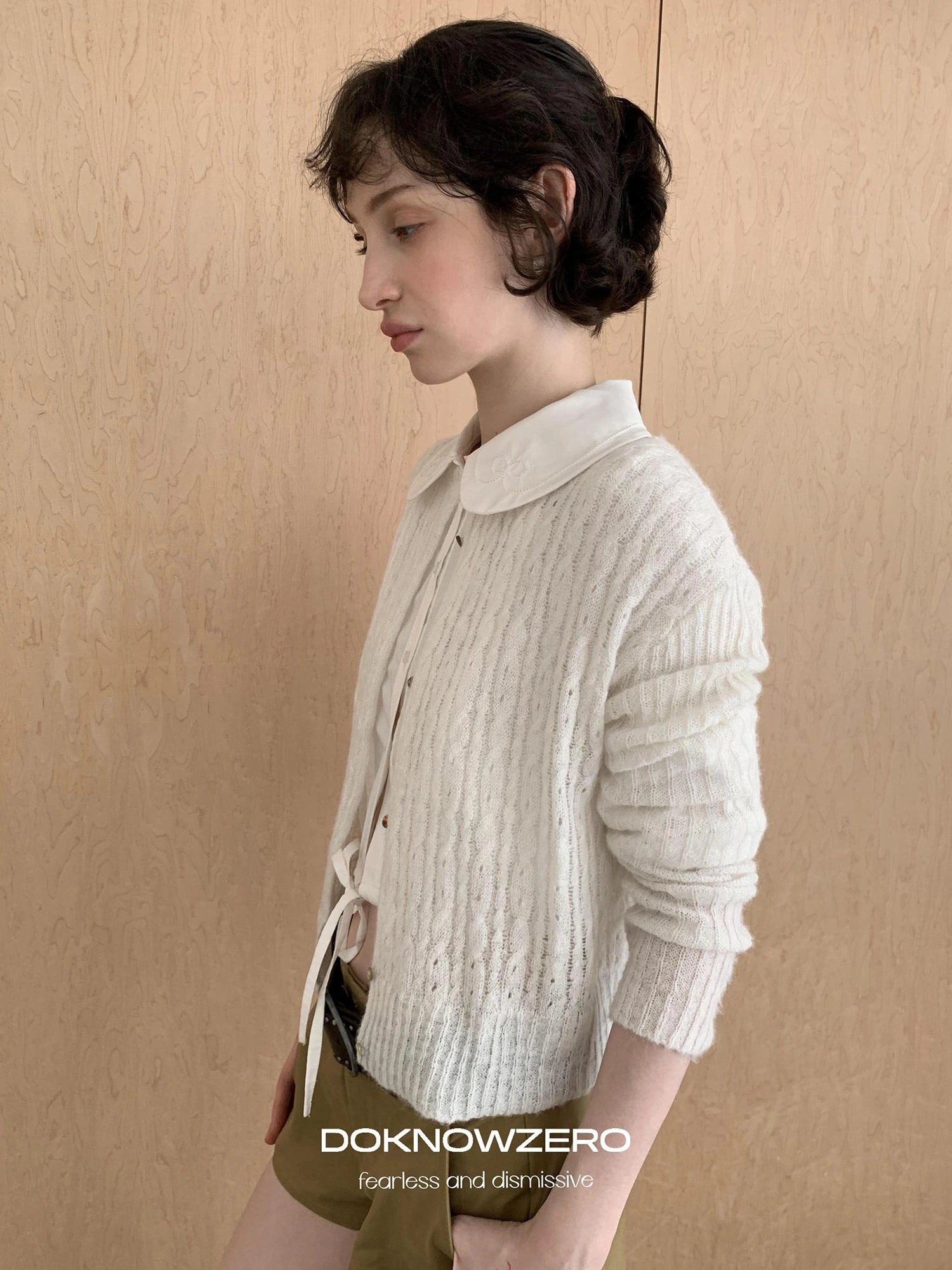 DKZ OFFICIAL Vintage Cable Knit Open Front Cardigan