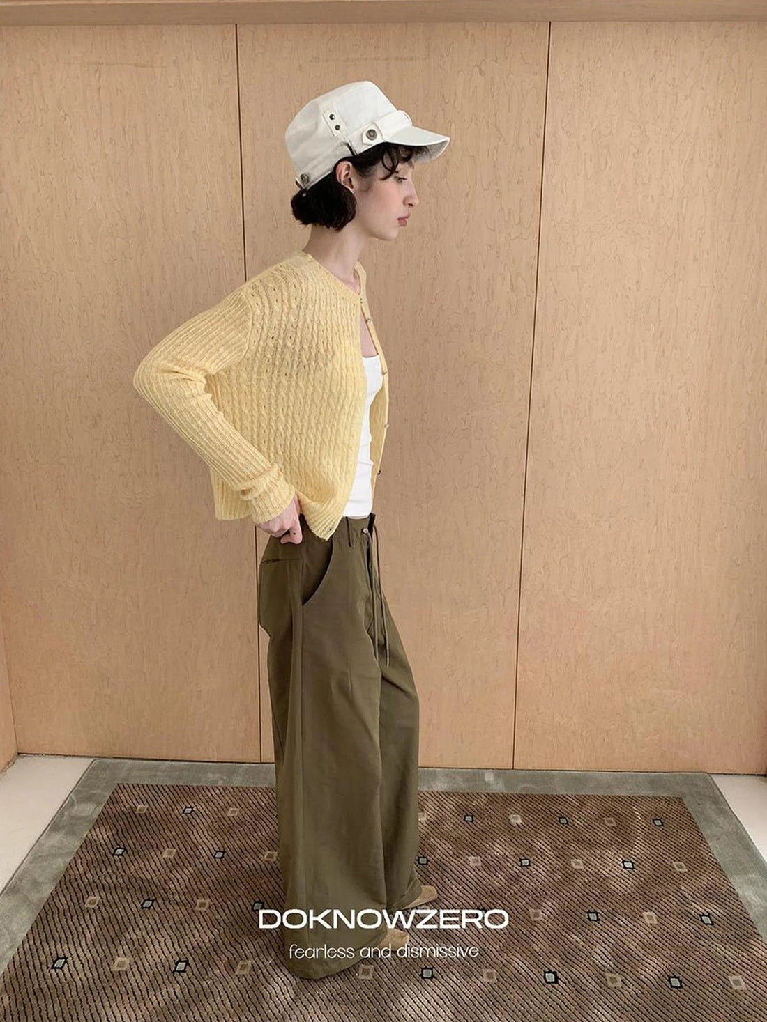 DKZ OFFICIAL Vintage Cable Knit Open Front Cardigan