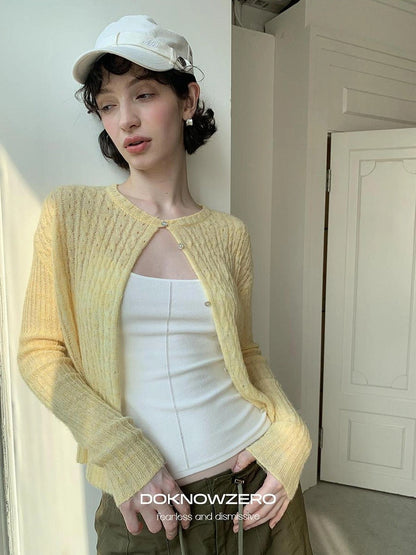 DKZ OFFICIAL Vintage Cable Knit Open Front Cardigan