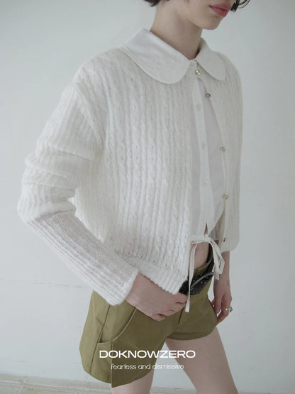 DKZ OFFICIAL Vintage Cable Knit Open Front Cardigan