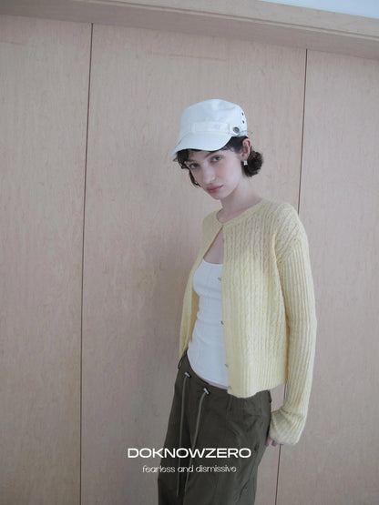 DKZ OFFICIAL Vintage Cable Knit Open Front Cardigan