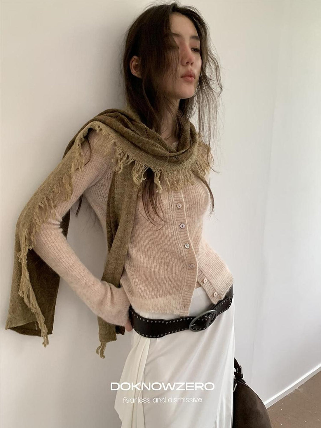 DKZ OFFICIAL Vintage Color Block Wool Touch Women&