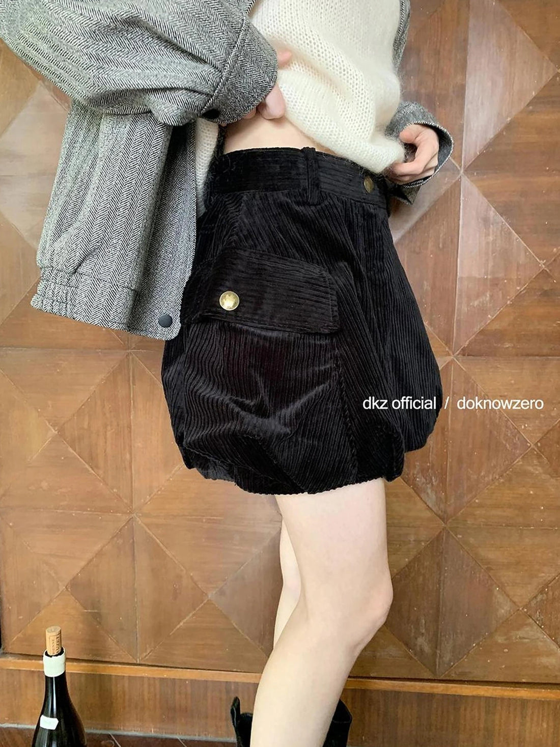 DKZ OFFICIAL Vintage Corduroy Flower Bud Skirt