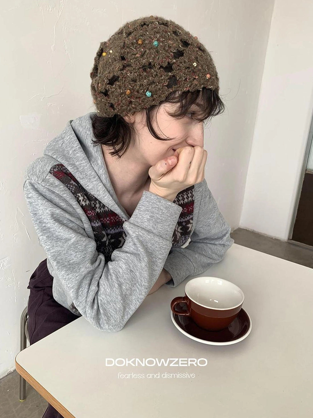 DKZ OFFICIAL Vintage Crochet Green Beanie