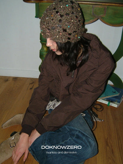 DKZ OFFICIAL Vintage Crochet Green Beanie