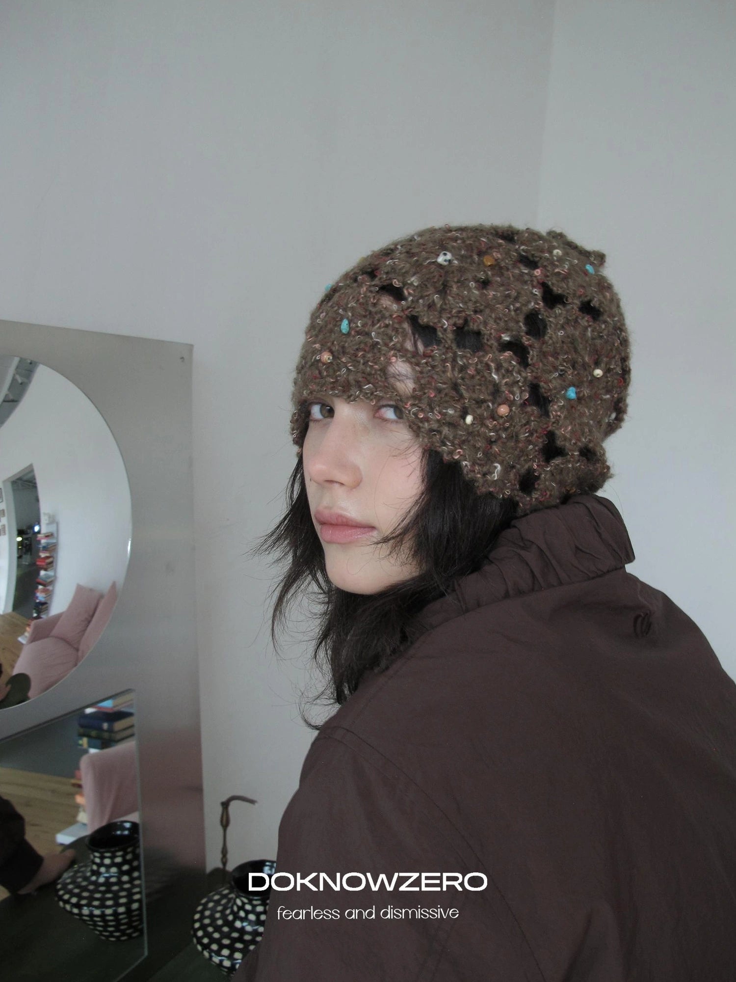 DKZ OFFICIAL Vintage Crochet Green Beanie