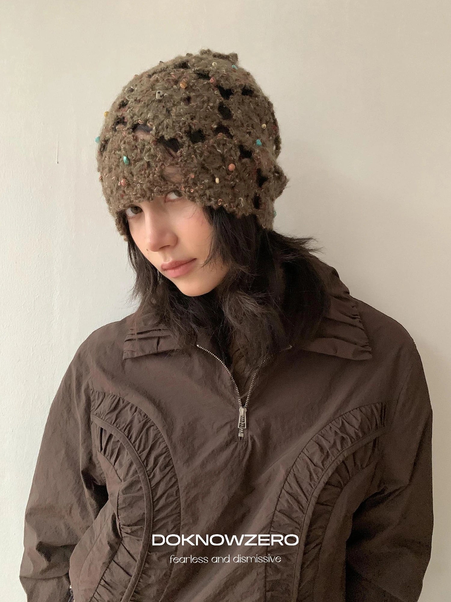 DKZ OFFICIAL Vintage Crochet Green Beanie