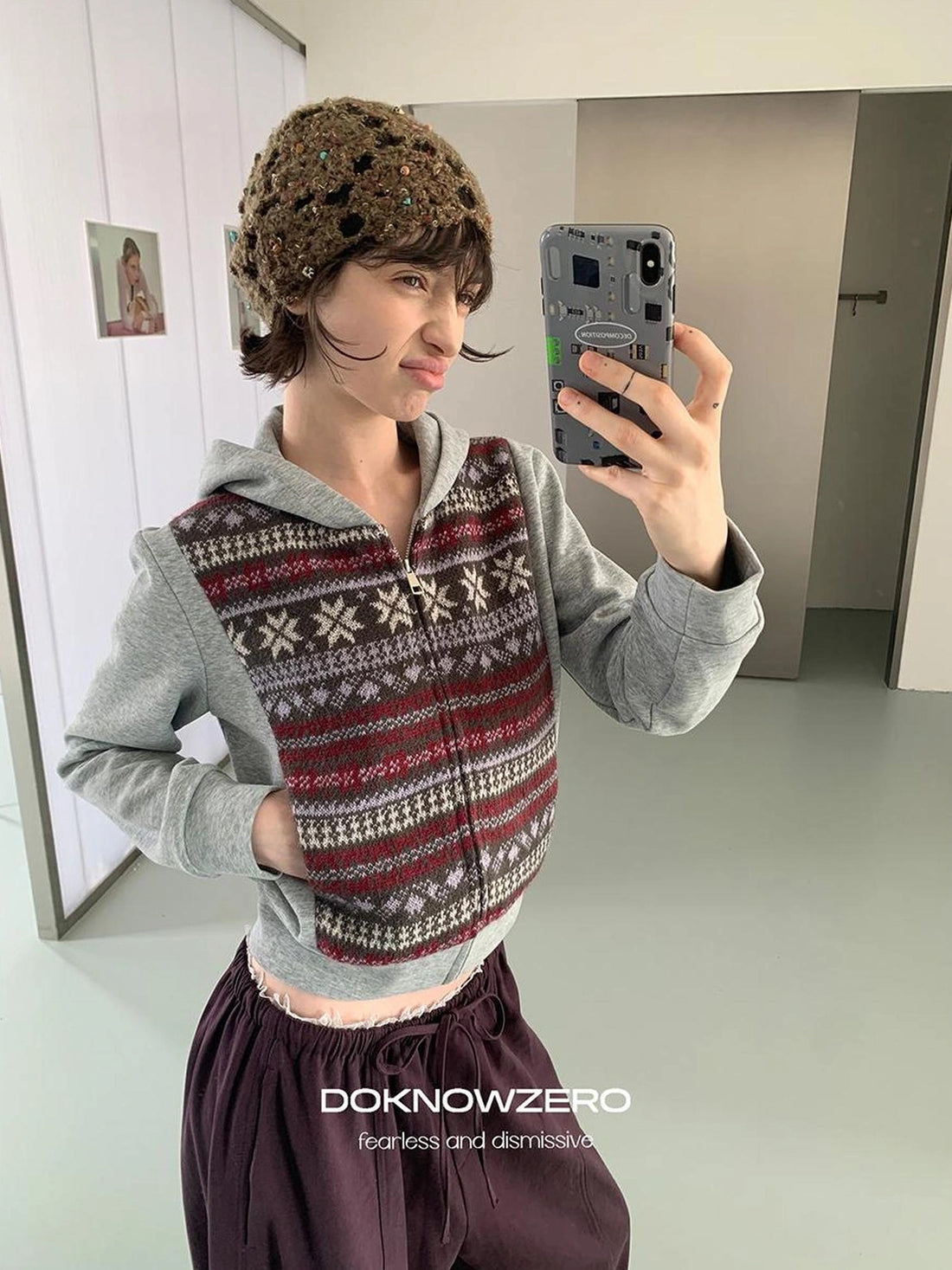 DKZ OFFICIAL Vintage Crochet Green Beanie