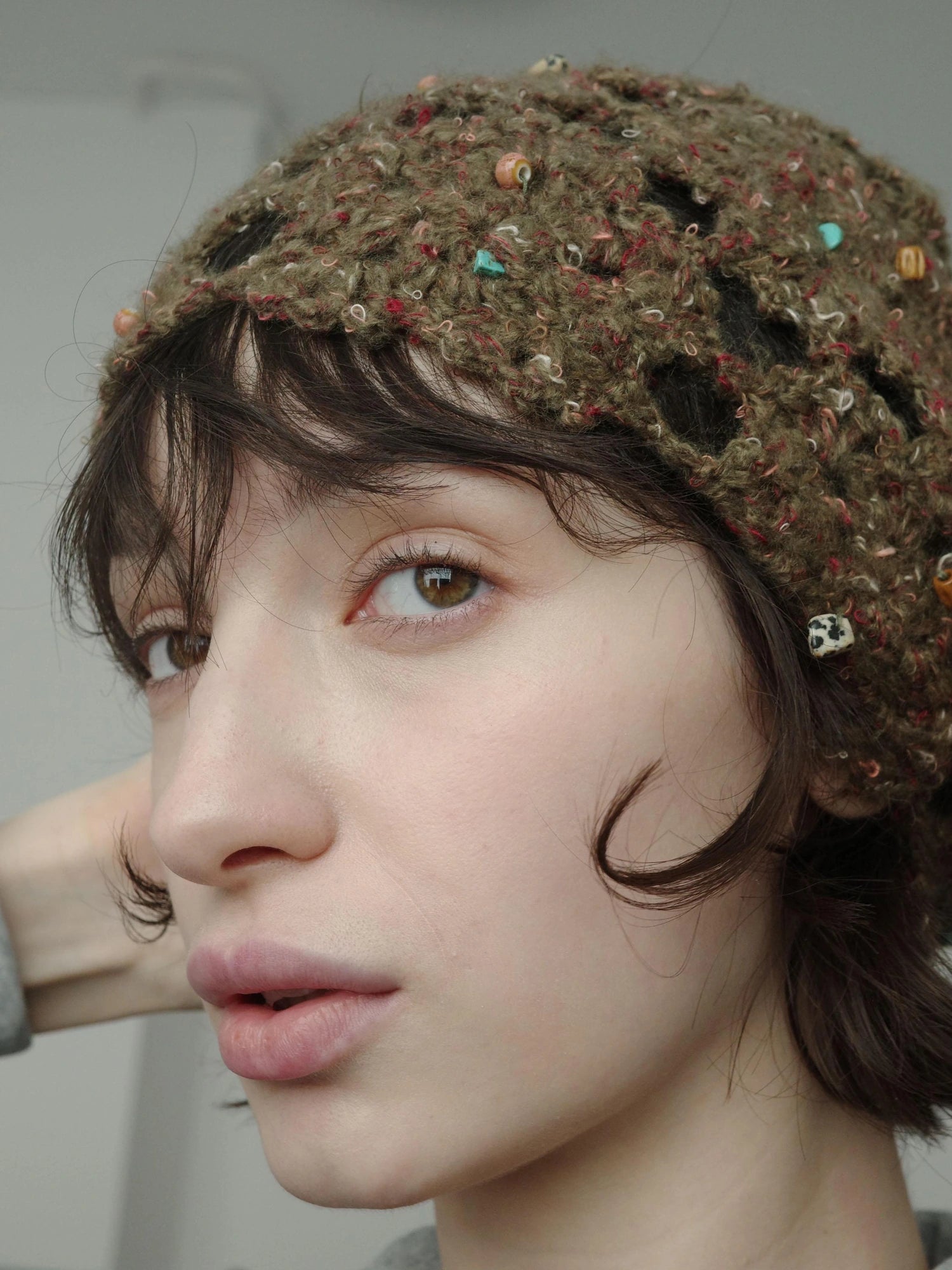 DKZ OFFICIAL Vintage Crochet Green Beanie