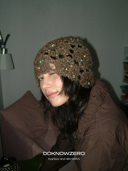 DKZ OFFICIAL Vintage Crochet Green Beanie