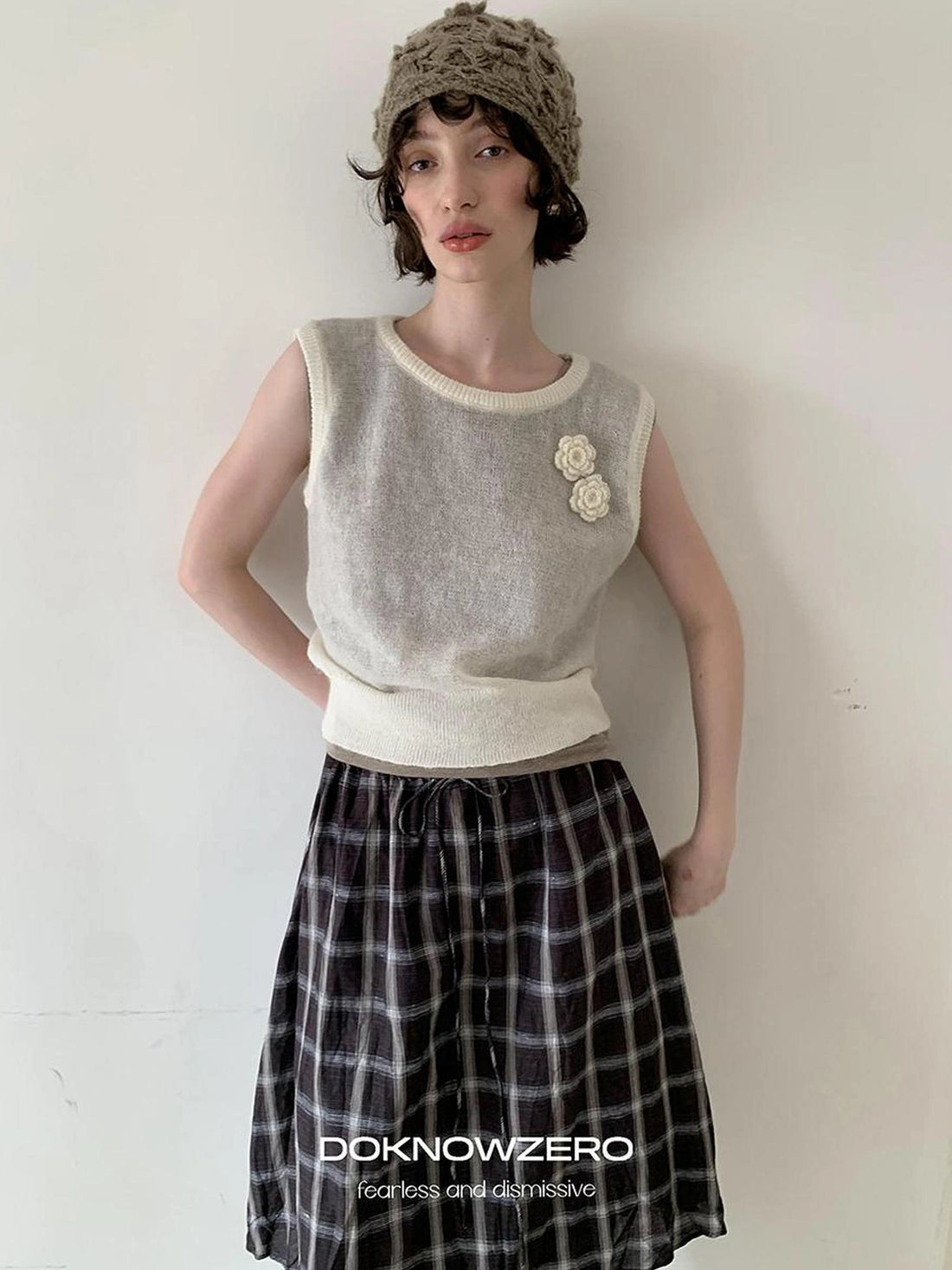 DKZ OFFICIAL Vintage Crochet Knit Vest For Women