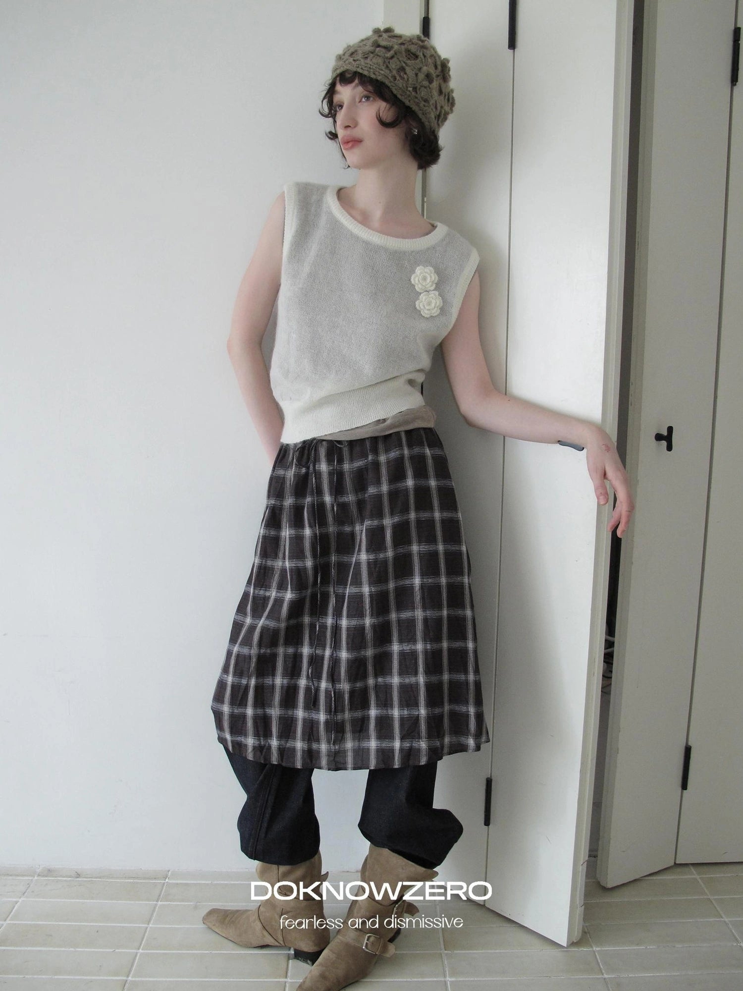 DKZ OFFICIAL Vintage Crochet Knit Vest For Women