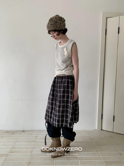 DKZ OFFICIAL Vintage Crochet Knit Vest For Women