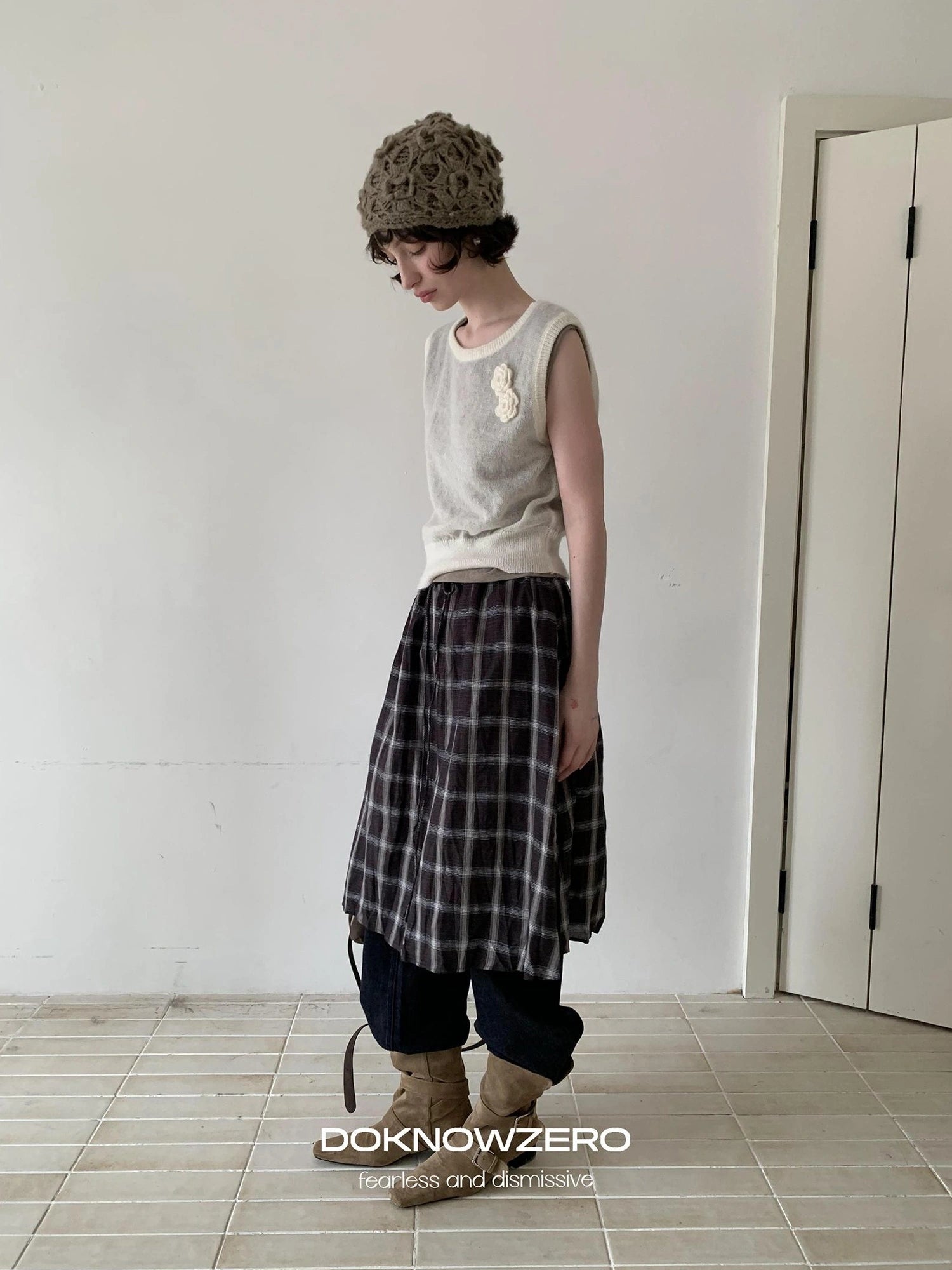 DKZ OFFICIAL Vintage Crochet Knit Vest For Women