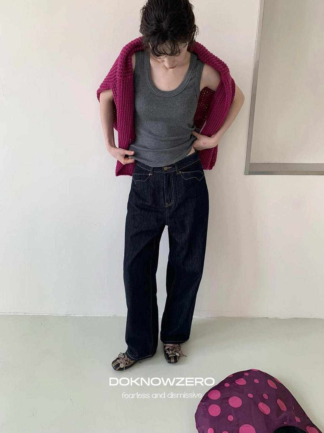 DKZ OFFICIAL Vintage Deep Blue Straight Leg Jeans For Women