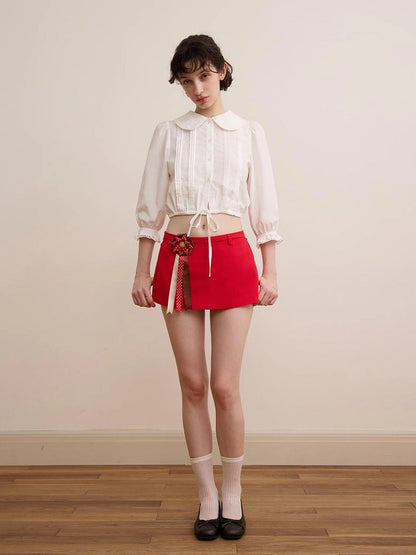DKZ OFFICIAL Vintage French Court Short Sleeve Blouse