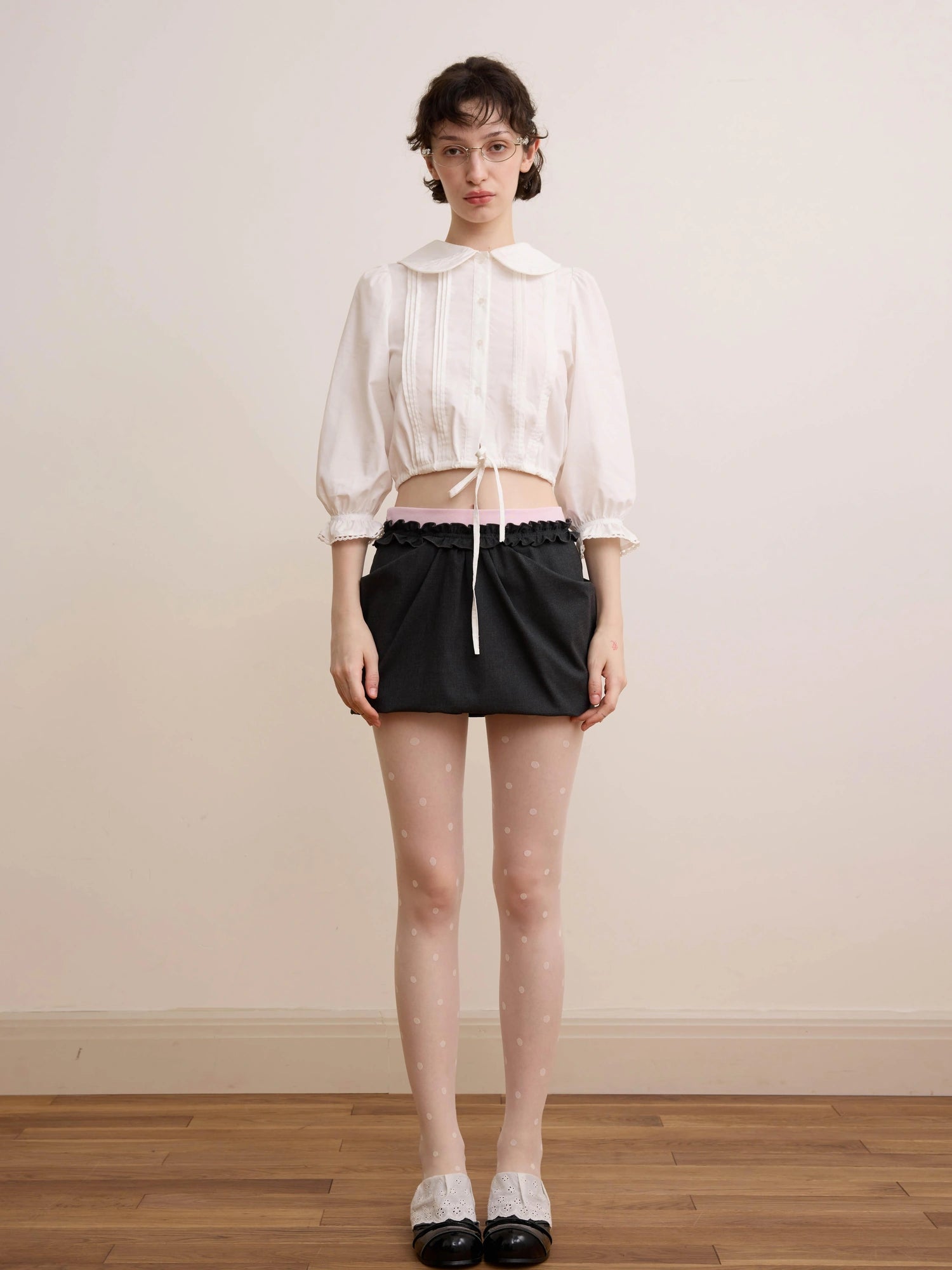 DKZ OFFICIAL Vintage French Court Short Sleeve Blouse