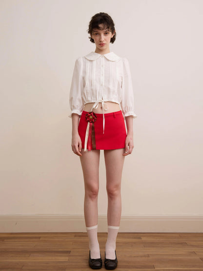 DKZ OFFICIAL Vintage French Court Short Sleeve Blouse