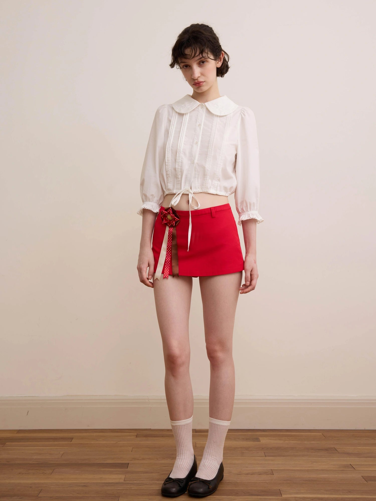 DKZ OFFICIAL Vintage French Court Short Sleeve Blouse