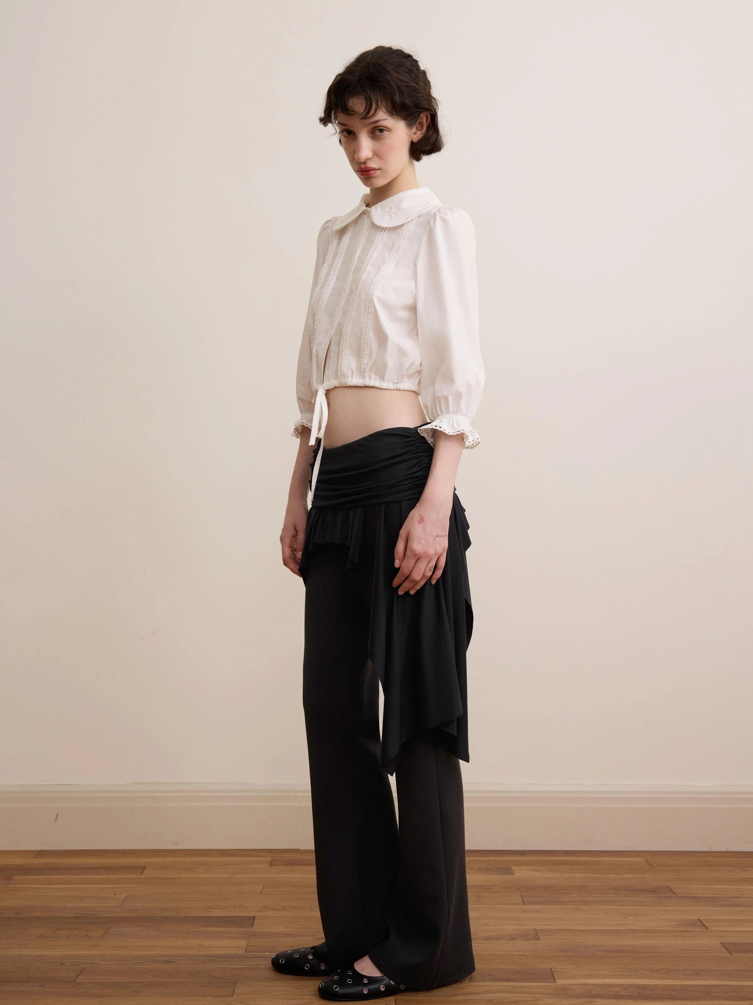 DKZ OFFICIAL Vintage French Court Short Sleeve Blouse