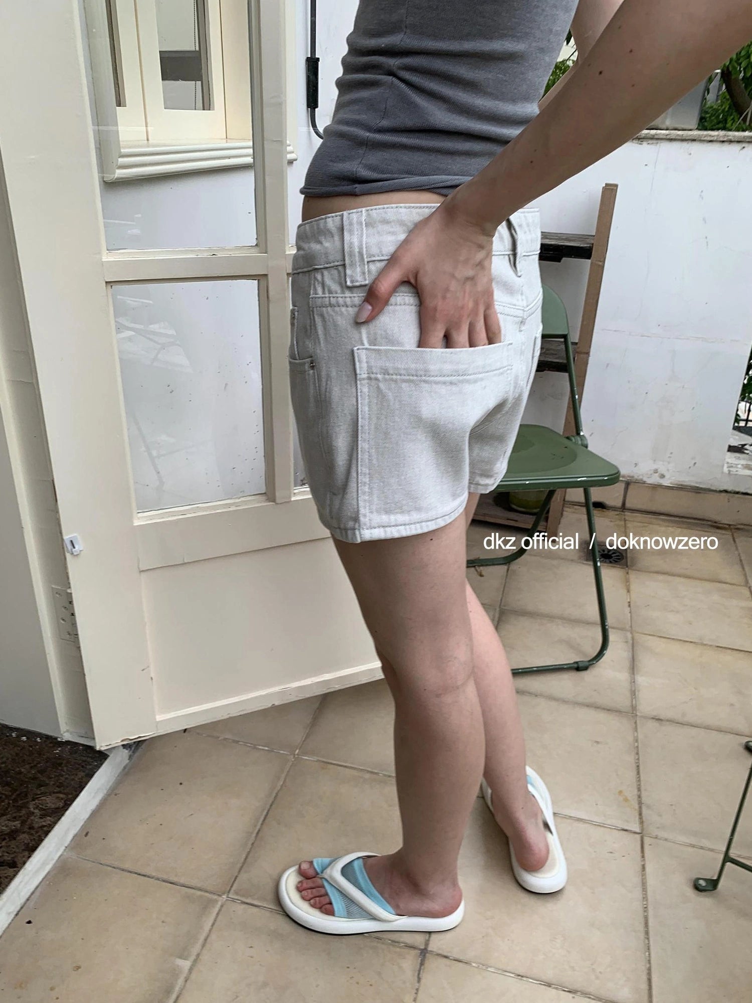 DKZ OFFICIAL Vintage Gray Denim Skirt Shorts For Women