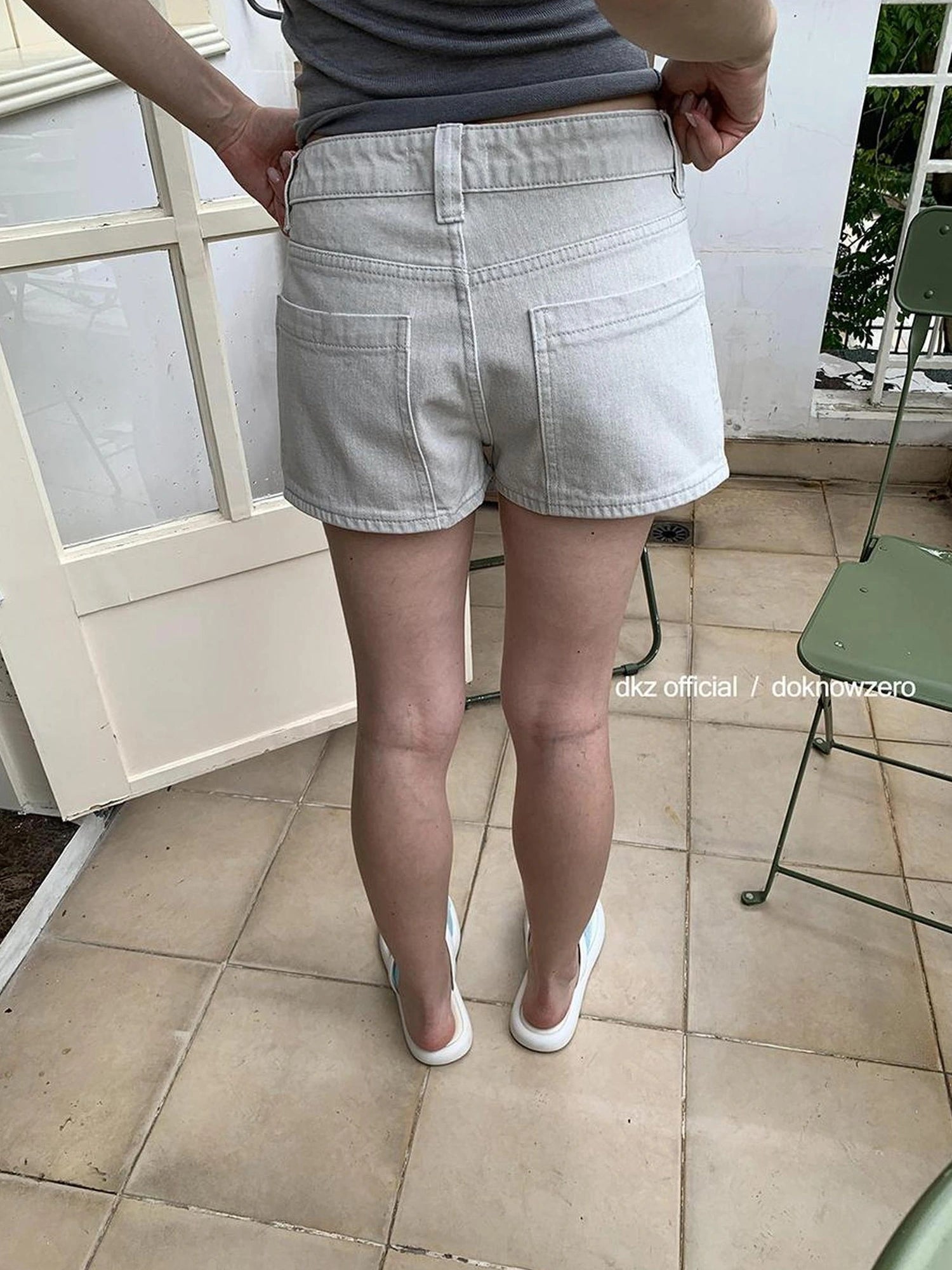 DKZ OFFICIAL Vintage Gray Denim Skirt Shorts For Women