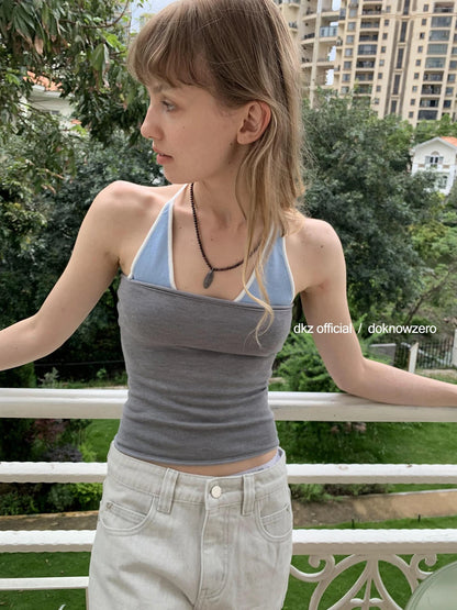 DKZ OFFICIAL Vintage Gray Denim Skirt Shorts For Women