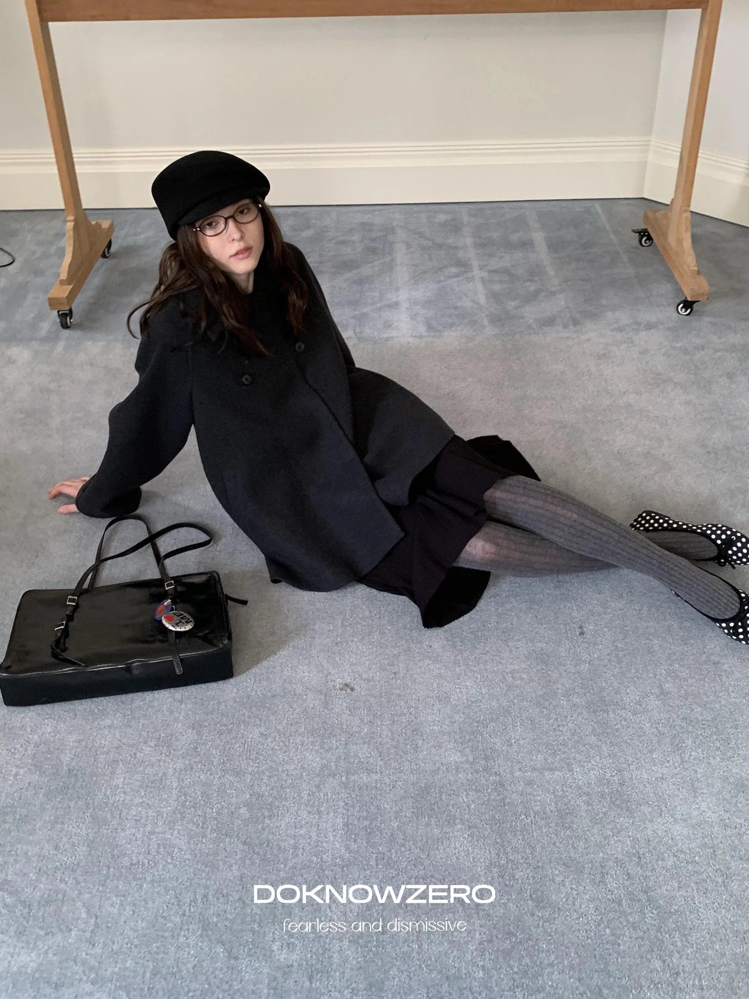 DKZ OFFICIAL Vintage Gray Wool Blend Cape Coat