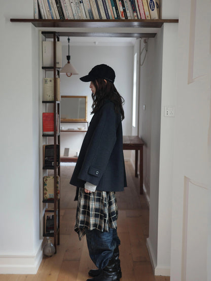 DKZ OFFICIAL Vintage Gray Wool Blend Cape Coat