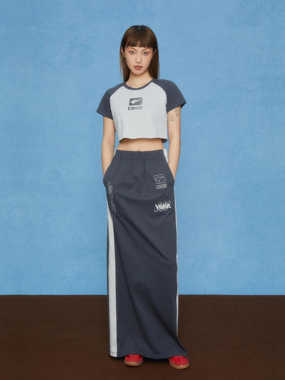 DKZ OFFICIAL Vintage Knit Maxi Skirt In Ash Tones