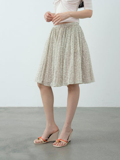 DKZ OFFICIAL Vintage Leopard Pleated Tulle Puff Women&