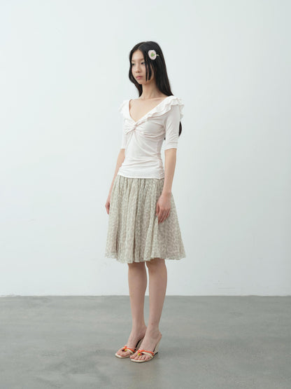 DKZ OFFICIAL Vintage Leopard Pleated Tulle Puff Women&