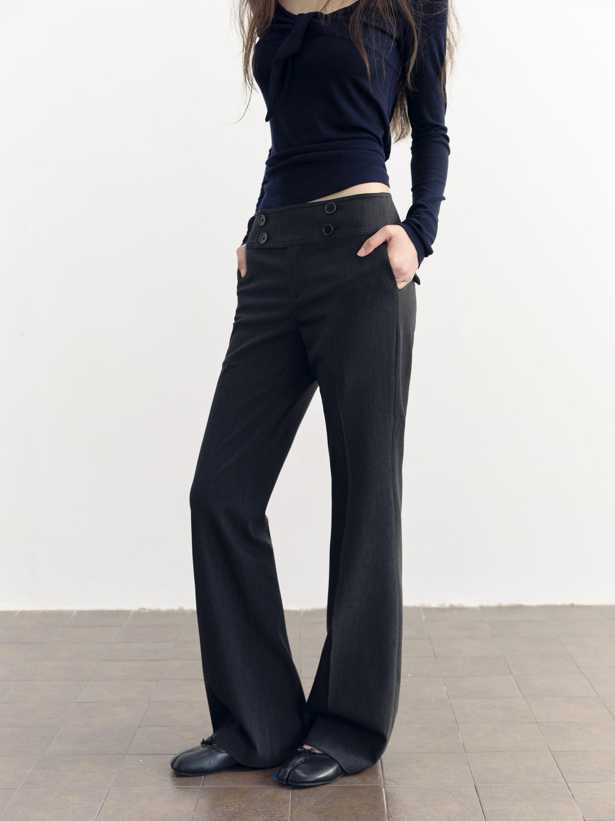 DKZ OFFICIAL Vintage Low Waist Flared Pocket Women&