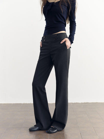 DKZ OFFICIAL Vintage Low Waist Flared Pocket Women&