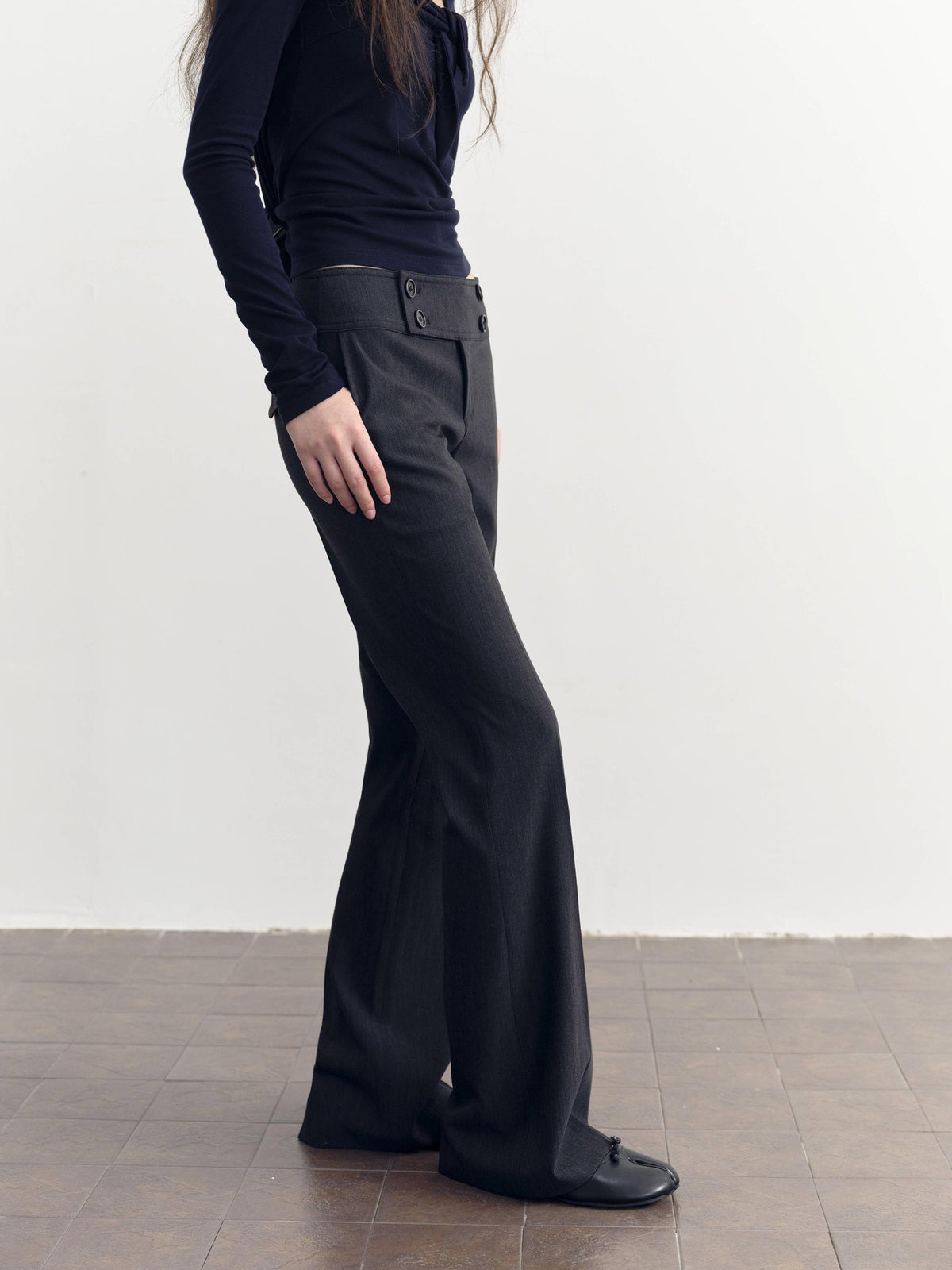 DKZ OFFICIAL Vintage Low Waist Flared Pocket Women&
