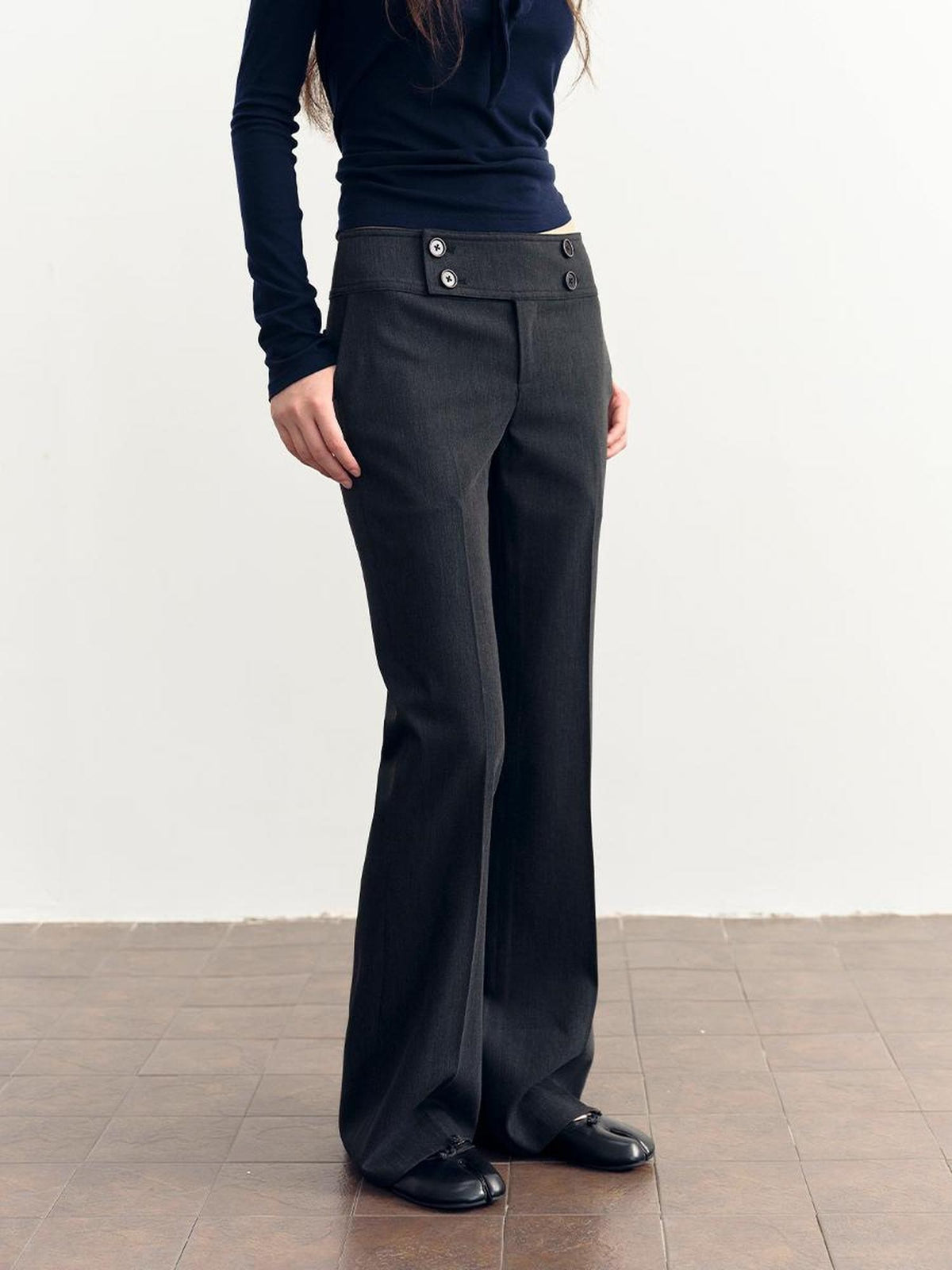 DKZ OFFICIAL Vintage Low Waist Flared Pocket Women&