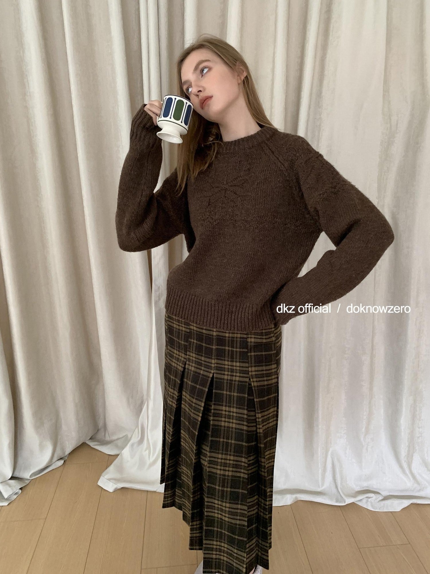 DKZ OFFICIAL Vintage Plaid A Line Midi Mid Waist Women&