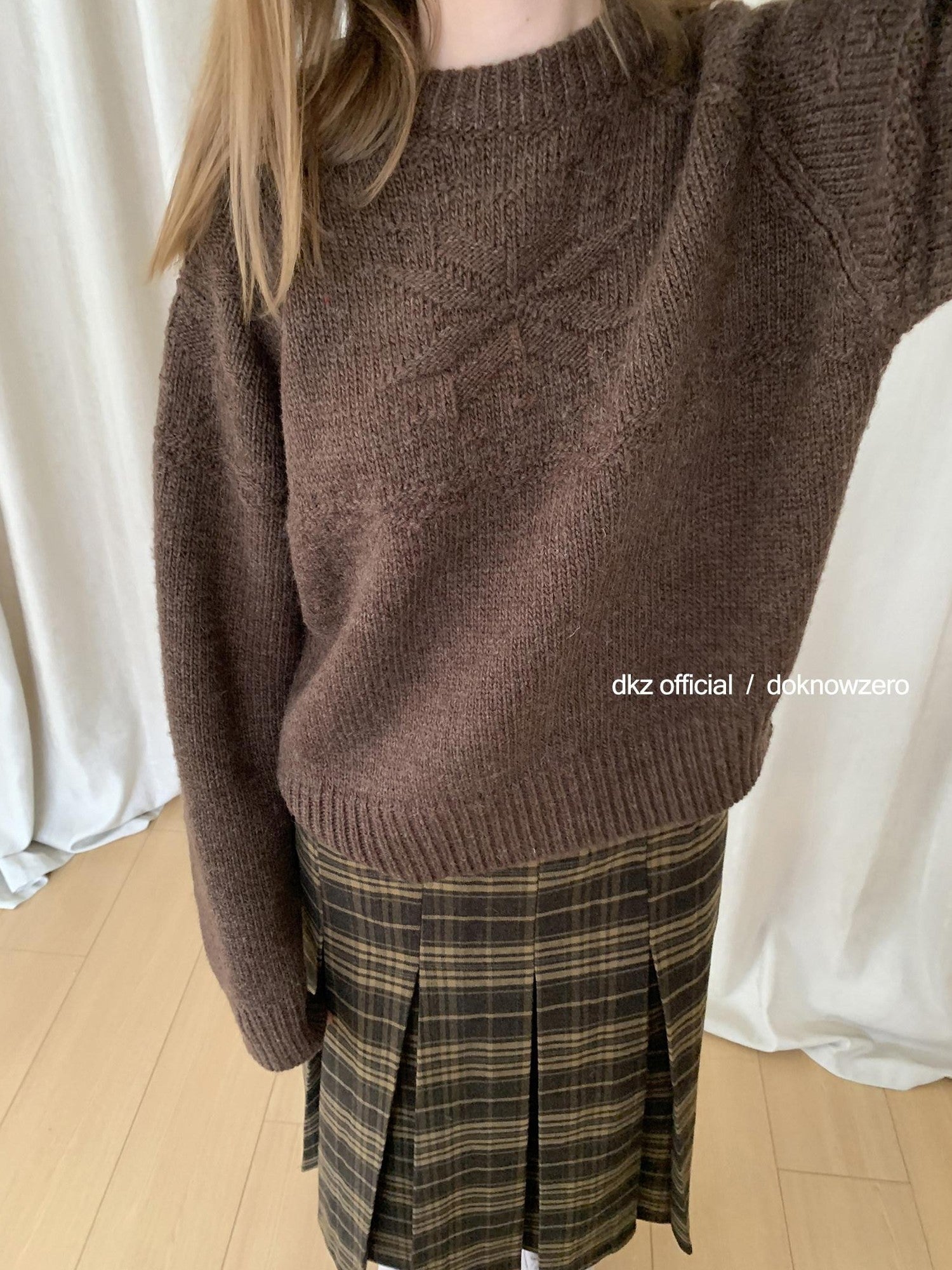 DKZ OFFICIAL Vintage Plaid A Line Midi Mid Waist Women&