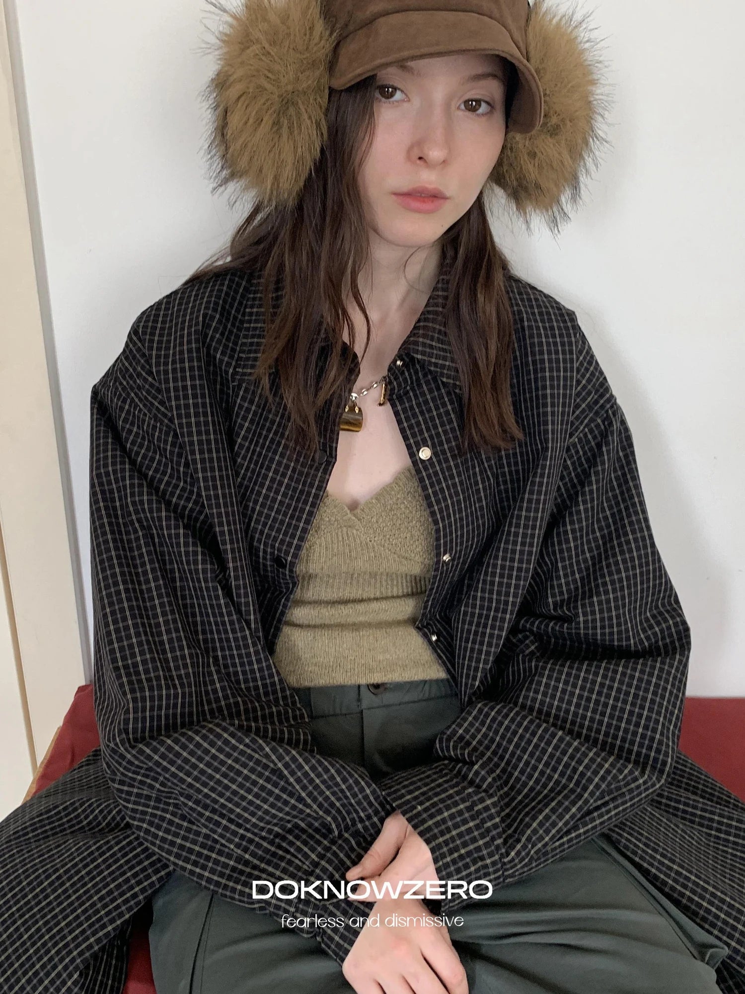 DKZ OFFICIAL Vintage Plaid Cotton Padded Long Sleeve Shirt
