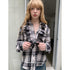 DKZ_OFFICIAL_Vintage_Plaid_Lace_Waist_Belt_Long_Sleeve_Loose_Women&