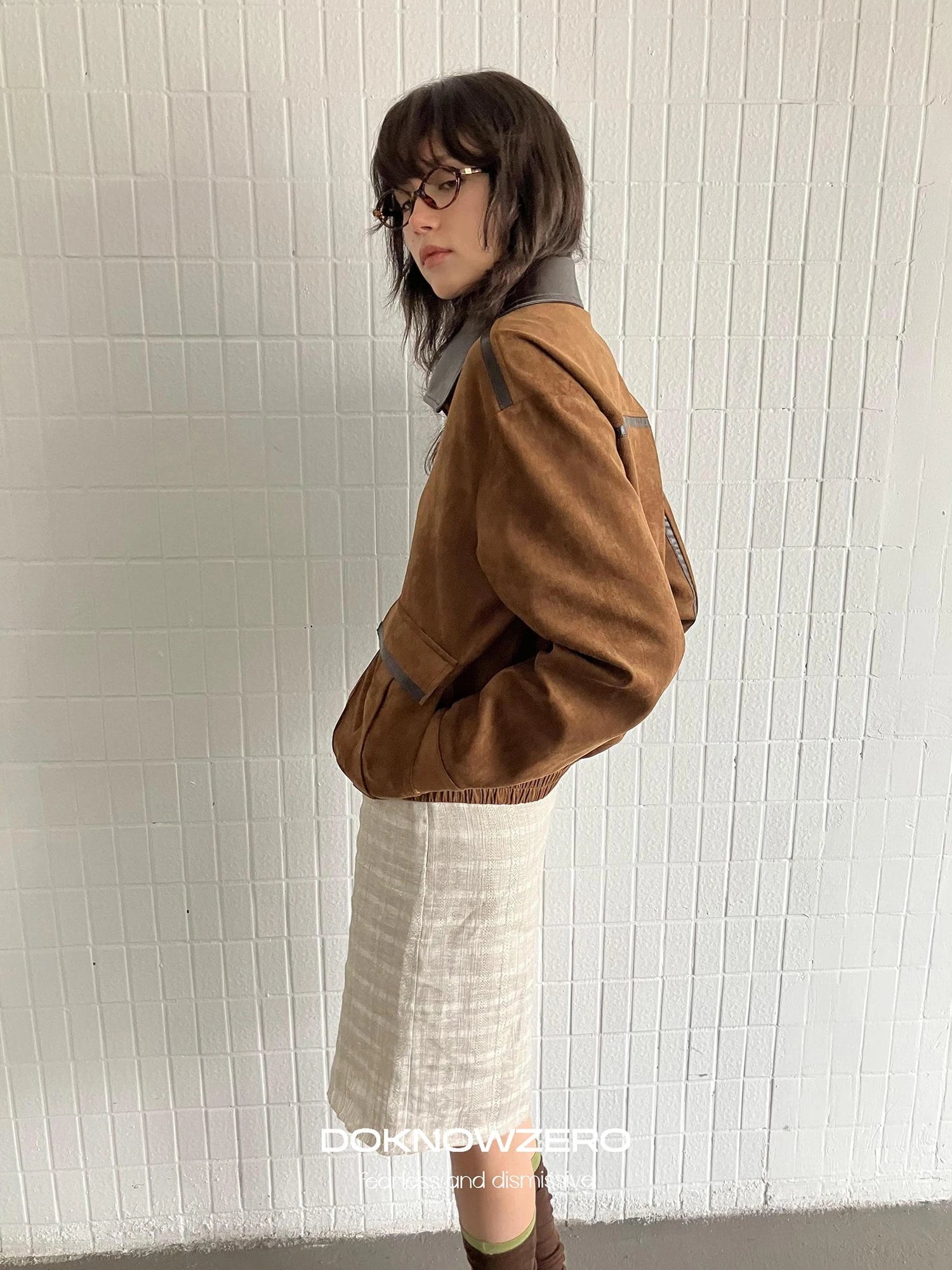 DKZ OFFICIAL Vintage Plaid Linen A Line Skirt With Frayed Hem