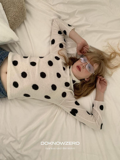 DKZ OFFICIAL Vintage Polka Dot Slim Fit High Neck Women&