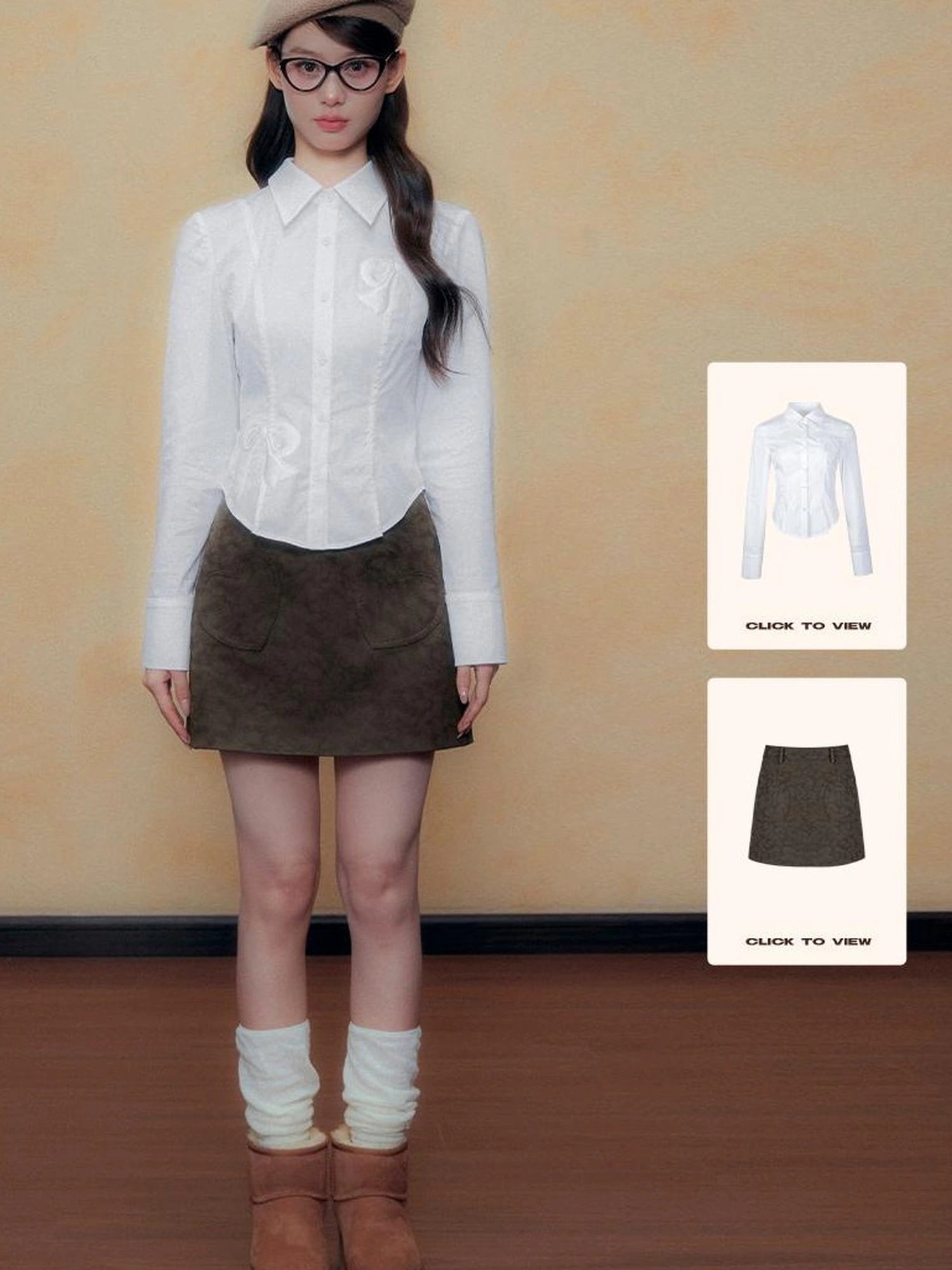 DKZ OFFICIAL Vintage Sandwash Pu Leather Jacket And Skirt Set